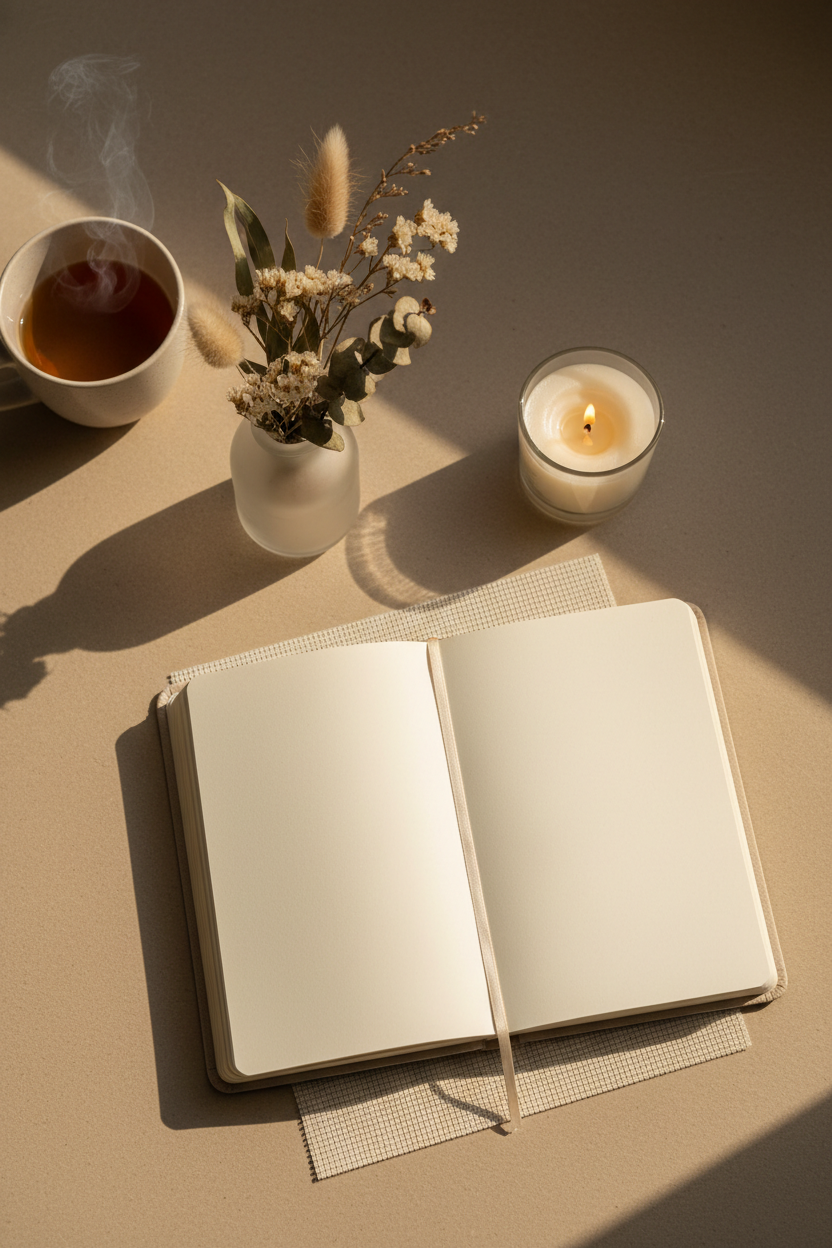 Peaceful diary workspace